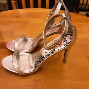 Metallic Silver Ankle Srap Heels
